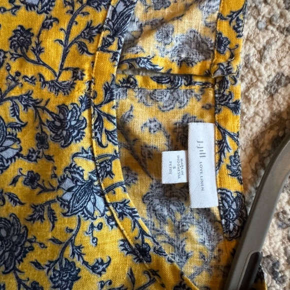 J Jill 100% Linen Floral Boho Cottage Vacay Yellow Sheath Midi - Picture 3 of 5